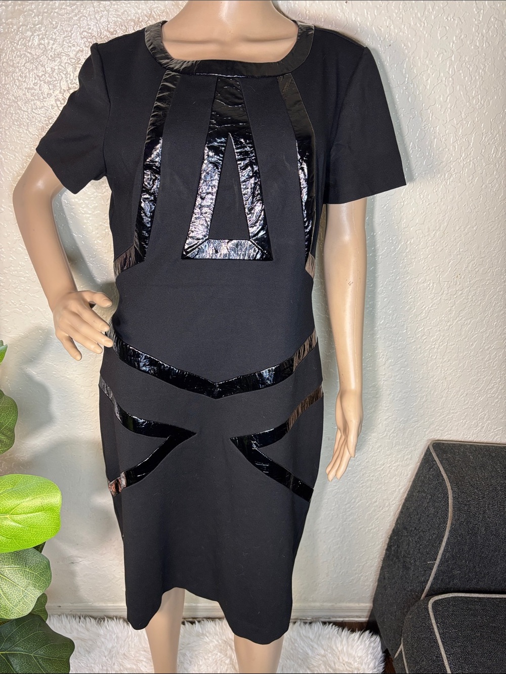 Boston Proper Black Dress with Zipper Trim